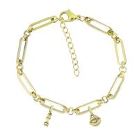 Stainless Steel Jewelry Bracelet, 316 Stainless Steel, Unisex, golden, Length:7.5 Inch, Sold By PC