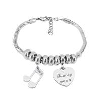 European Bracelet, 316 Stainless Steel, with 304 Stainless Steel, Unisex & enamel, silver color, Length:7.5 Inch, Sold By PC