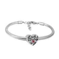 European Bracelet 316 Stainless Steel Unisex & with rhinestone silver color Length 7.5 Inch Sold By PC