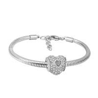 Stainless Steel Jewelry Bracelet 316 Stainless Steel Unisex & with rhinestone silver color Length 7.5 Inch Sold By PC