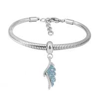 Stainless Steel Jewelry Bracelet 316 Stainless Steel With Pendant & Unisex silver color Length 7.5 Inch Sold By PC