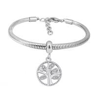 Stainless Steel Jewelry Bracelet 316 Stainless Steel With Pendant & Unisex silver color Length 7.5 Inch Sold By PC