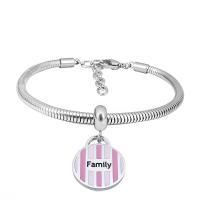 European Bracelet 316 Stainless Steel With Pendant & Unisex Length 7.5 Inch Sold By PC