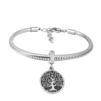 European Bracelet 316 Stainless Steel With Pendant & Unisex silver color Length 7.5 Inch Sold By PC