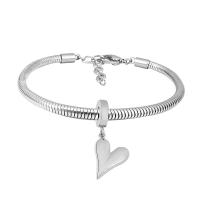 European Bracelet, 316 Stainless Steel, With Pendant & Unisex, silver color, Length:7.5 Inch, Sold By PC