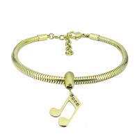 European Bracelet, 316 Stainless Steel, With Pendant & Unisex, golden, Length:7.5 Inch, Sold By PC