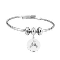 European Bracelet 316 Stainless Steel with 304 Stainless Steel Unisex & with letter pattern & with rhinestone silver color Length 7.5 Inch Sold By PC