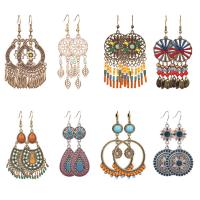 Tibetan Style Drop Earrings, with Seedbead, fashion jewelry & different packing style for choice & for woman & enamel, more colors for choice, Sold By Pair