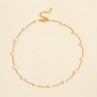 Plastik perle halskæde, Zinc Alloy, med Plastic Pearl, med 1.97 extender kæde, forgyldt, mode smykker & for kvinde, gylden, Længde 14.57 inch, Solgt af PC