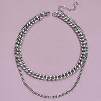 Zinc Alloy smykker halskæde, med 1.97 extender kæde, Dobbelt lag & mode smykker & Unisex, oprindelige farve, Længde 17.72 inch, Solgt af PC