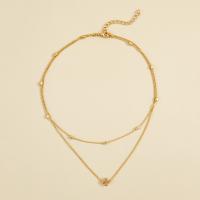 Zinc Alloy Jewelry Necklace with 2.76 extender chain Double Layer & fashion jewelry & for woman Length 16.14 Inch Sold By PC