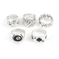 Zinc Alloy Ring Set 5 pieces & fashion jewelry & for man & enamel original color Sold By Set