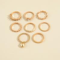 Cink Alloy Ring Set, Cink ötvözet, 8 darab & divat ékszerek & strasszos, aranysárga, Által értékesített Set