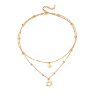 Tibetan Style Jewelry Necklace, with 1.97 extender chain, Sun, Double Layer & fashion jewelry & for woman, golden, Length:16.14 Inch, Sold By PC