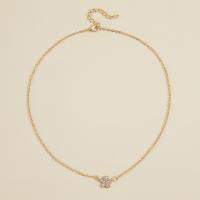 Zinc Alloy smykker halskæde, med 1.97 extender kæde, mode smykker & for kvinde & med rhinestone, gylden, Længde 17 inch, Solgt af PC