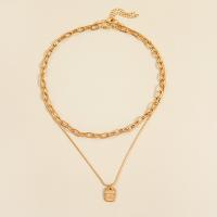 Zinc Alloy Jewelry Necklace with 1.97 extender chain Double Layer & fashion jewelry & Unisex Length 18.5 Inch Sold By PC