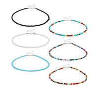 Glass Seed Beads Necklace Seedbead with Zinc Alloy with 3.94 extender chain 6 pieces & fashion jewelry & for woman mixed colors Length 12.4 Inch 6/Set Sold By Set