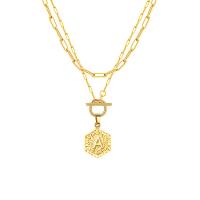 Titanstahl Halskette, mit Verlängerungskettchen von 2, Alphabet-Buchstabe, plattiert, Modeschmuck & verschiedene Stile für Wahl & für Frau, goldfarben, Länge 18 ZollInch, verkauft von PC