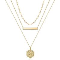 Multi Layer Necklace, Brass, with 2 extender chain, 14K gold plated, three layers & fashion jewelry & different styles for choice & for woman, golden, Length:23 Inch, Sold By PC