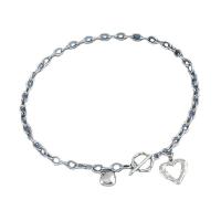 Zinc Alloy smykker halskæde, Heart, mode smykker & for kvinde, oprindelige farve, Længde 15.75 inch, Solgt af PC