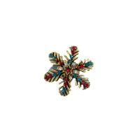 Christmas Brooches, Tibetan Style, Snowflake, fashion jewelry & for woman & with cubic zirconia, multi-colored, 35mm, Sold By Pair