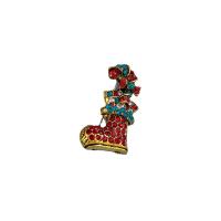 Christmas Brooches Zinc Alloy Christmas Boot fashion jewelry & for woman & with cubic zirconia multi-colored Sold By Pair