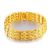 Bracelets en laiton, Placage de couleur d'or, bijoux de mode, doré, 200x15mm, Vendu par PC