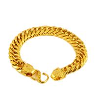 Mosiądz bransoletki, Platerowane w kolorze złota, biżuteria moda & różnej wielkości do wyboru & łańcucha krawężnika, złoty, długość 20 cm, sprzedane przez PC
