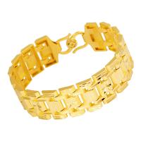 Messing Armbanden, gold plated, mode sieraden, gouden, 220x18mm, Verkocht door PC