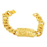 أساور النحاس, لون الذهب مطلي, مجوهرات الموضة, ذهبي, 217x20.40mm, تباع بواسطة PC