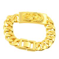 Brass Bracelet & Bangle gold color plated fashion jewelry golden 200mm Sold By PC