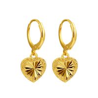 Huggie Hoop Drop Earring Brass Heart gold color plated fashion jewelry golden Sold By Pair