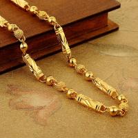 Brass Chain Necklace gold color plated fashion jewelry golden Length 60 cm Sold By PC