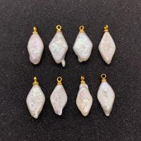 Freshwater Pearl Pendants with Brass Rhombus gold color plated fashion jewelry & DIY white Sold By PC