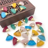 Gemstone Pendants Jewelry Natural Stone with Brass Triangle gold color plated DIY & faceted Sold By PC