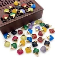 Biżuteria wisiorki kamienie, Kamień naturalny, ze Mosiądz, Rhombus, Platerowane w kolorze złota, DIY & fasetowany, dostępnych więcej kolorów, 12x15mm, sprzedane przez PC