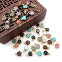 Gemstone Pendants Jewelry Natural Stone with Brass Hexagon plated DIY & faceted Sold By PC