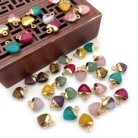 Gemstone Pendants Jewelry, Natural Stone, with Brass, Heart, gold color plated, DIY & different materials for choice & faceted, more colors for choice, 10x14mm, Sold By PC