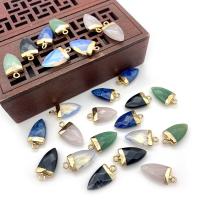 Gemstone Pendants Jewelry Natural Stone with Brass Conical gold color plated DIY & faceted Sold By PC