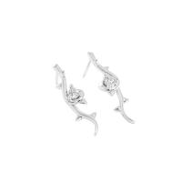 925 Sterling Silver Stud Earrings micro pave cubic zirconia & for woman silver color Sold By Pair