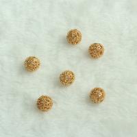 Hollow Brass Beads, Round, 14K gold plated, DIY & different size for choice, nickel, lead & cadmium free, Sold By PC