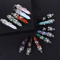 Gemstone Pendants Jewelry, silver color plated, different materials for choice, more colors for choice, 14.58x56.48mm, Sold By PC