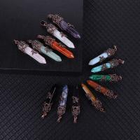Gemstone Pendants Jewelry, with Tibetan Style, antique copper color plated, different materials for choice, more colors for choice, 15x56.86mm, Sold By PC