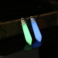 Night-Light Stone Pendant, with Tibetan Style bail, different styles for choice, more colors for choice, 9x9x37mm, Sold By PC