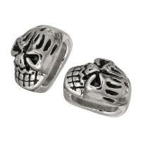 Stainless Steel Slide Charm, Skull, polished, 6x9x8mm, Hole:Approx 4mm, Sold By PC