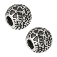 Esferas de aço inoxidável, polido, com padrão de flores, 12x10x10mm, Buraco:Aprox 3mm, vendido por PC