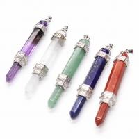 Gemstone Pendants Jewelry, Brass, with Gemstone, platinum color plated, different materials for choice & Unisex, more colors for choice, nickel, lead & cadmium free, 80*12mm,8mm, Sold By PC