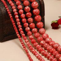 Impression Jaspis Perle, rund, natürlich, DIY & verschiedene Größen vorhanden, rot, verkauft von Strang