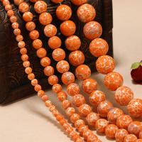 Impression Jasper Beads Round natural DIY orange Sold By Strand