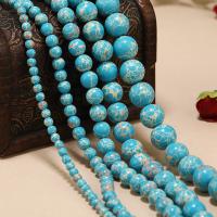 Impression Jasper Beads Round natural DIY light blue Sold By Strand